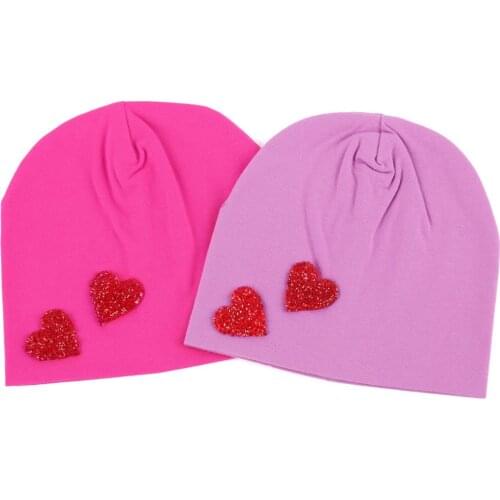 Newborn Autumn Winter Kids Cotton Beanie Hat Heart Candy Color Beanies for Kids Slouchy Beanies for Boys and Girls DIY Skullies