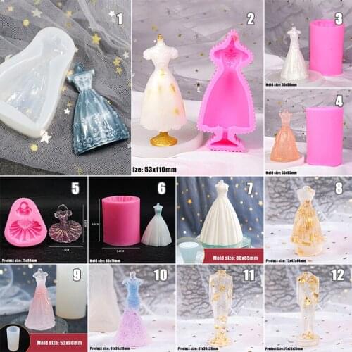 Silicone Bridal Wedding Dress Evening Dress Pattern Mold Fondant Chocolate Gumpaste Mold Wedding Couples Cake Decorating Tools