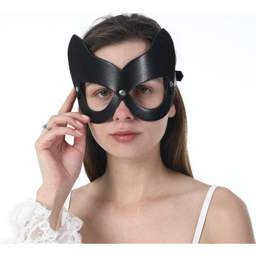 Funny Easter PU Leather Mask Halloween Costume Cat Face Cosplay Props Women Men Fetish Bdsm Bondage Flirt Sex Toys For Party