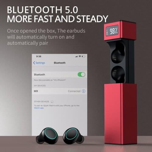 TWS wireless bluetooth 5.0 earphone HIFI stereo handset sport earbuds with charing box