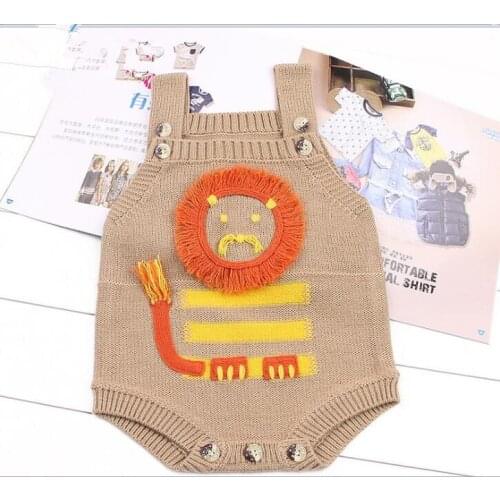 Spring Baby Knitted Romper Lion Newborn Baby Boys Clothes Cotton Cute Infant Toddler Jumpsuit Baby Girls Clothes Overalls 0-2Y