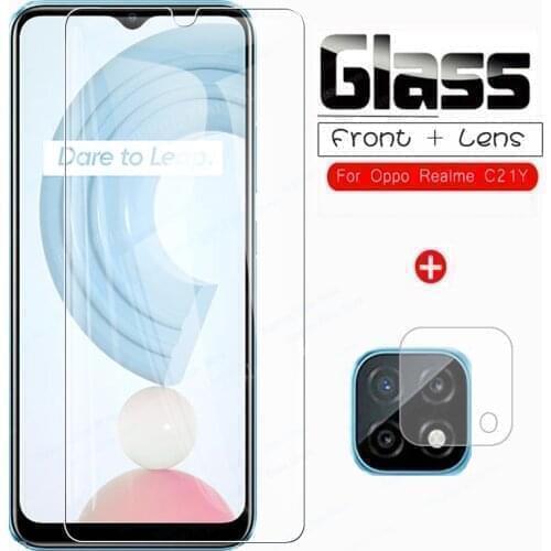 2 in 1 Tempered Glass On For Oppo Realme C21Y Camera Lens Screen Protector Glas For Realme c21y c21 Y Protective Glass Film