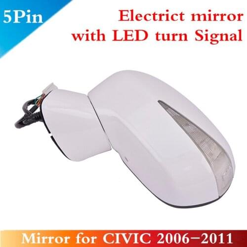 CAPQX For CIVIC FA1 FD2 FD1 2006-2011 5Pin Electrict side Rearview mirror with LED turn Signal light lamp 76250-SNB-H01