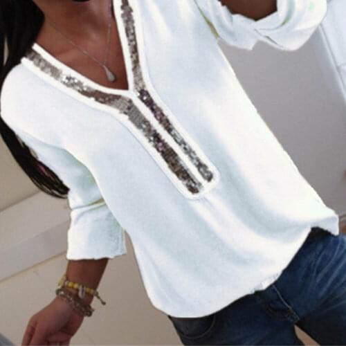 Plus Size 5XL Women Ladies Long Sleeve V-Neck Tops Solid Tunic Baggy Loose Casual Blouse Shirts Clothes