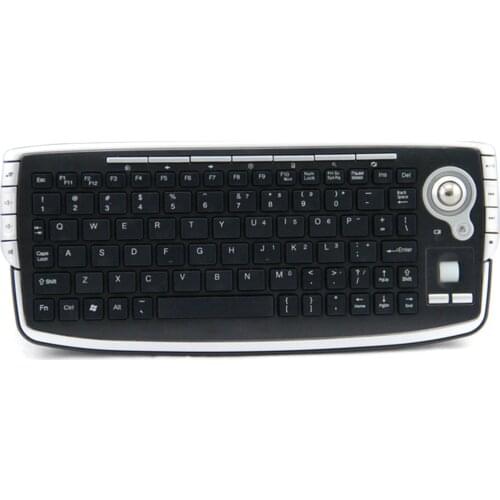 2.4GHz Keyboard with Trackball Optical Mouse Portable Compact Wireless Keyboard