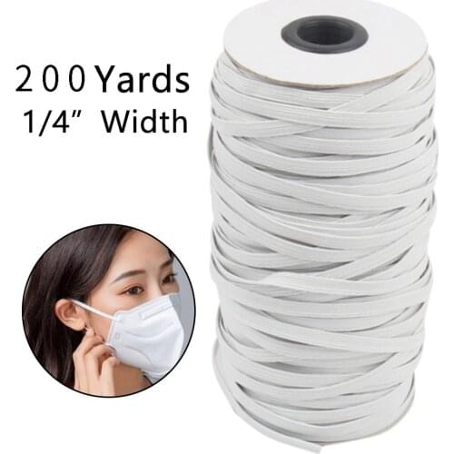 200Yards Length 1/4” Width Braided Elastic Bands for Face1/4” Width Mask Width Elastic Cord for Crafts Elastic Rope 6mm Size