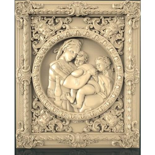 STL 3d model for cnc router carving and engraving artcam aspire bas relief in STL file format Mother and her children