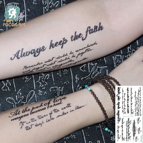 3D Waterproof English Letter Tattoo Stickers Flower Arm Temporary Tattoo Sticker Cool for Men and Women Fashion Fake Tattoos Art