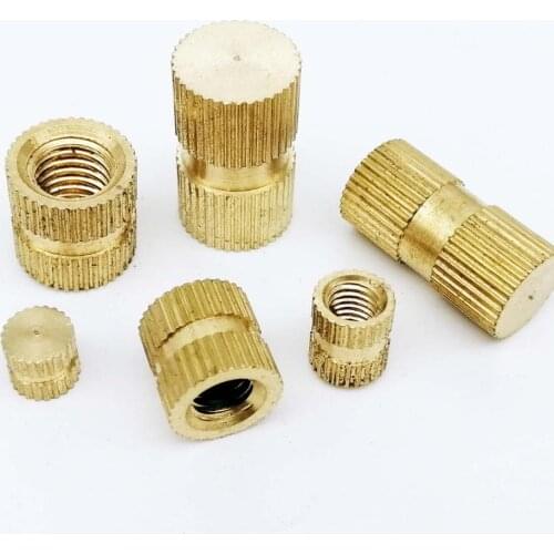 5/25X M3 M4 M5 M6 M8 Type B Solid Brass Copper Injection Molding Knurl Thread Insert Nut Embedded Nutsert Single Pass Blind Hole