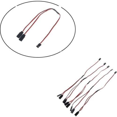 5pcs 300mm Y Style Servo Extension Cord Lead Wire Cable Female Futaba Plug + JR Plug Can Suit for All Connection Male Battery