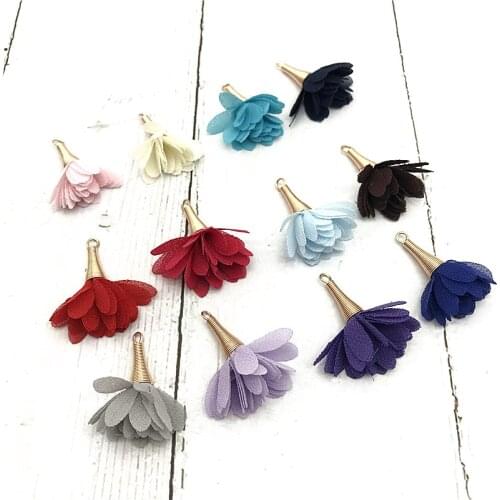 8pcs/bulk Vintage Cloth Flower Tassels Charms for Making Jewelry Tassels for Earrimgs Pompoms Flower Pendants Jewelry Making