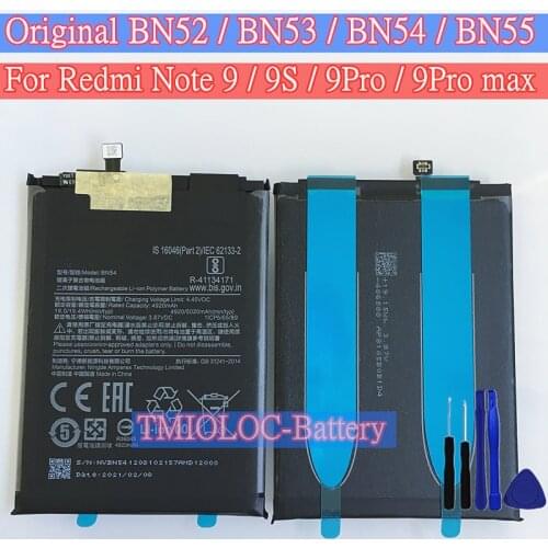 New Original 5020mAh BN53 Battery For Xiaomi Redmi note 9 Pro 9s Bateria Mobile Phone Batteries + Tools