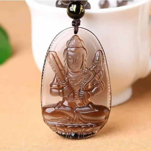 Free shipping Free shipping Natural ice kinds of obsidian vanity hidden bodhisattva necklace pendant with rope