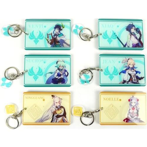 Anime Genshin Impact Paimon Keyring ABS Student ID Bus Bank Card Holder Keychain Case Cover Pendant Toy Prop Decor Cosplay Gift