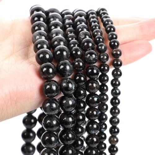 Natural Stone Black Dragon Bead Smooth Round Loose Spacer Bead For Jewelry Making Bracelet DIY Charm Accessories Strand 6/8/10MM