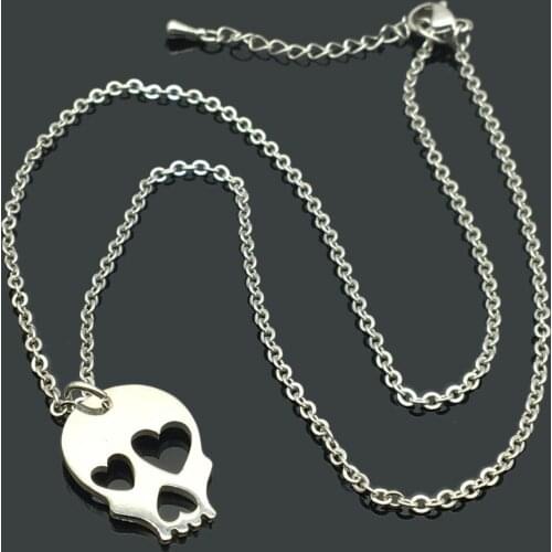 Skull Charm Stainless Steel Chain Necklace High Quality Stainless Steel Skull Pendant Chain Wish Necklace