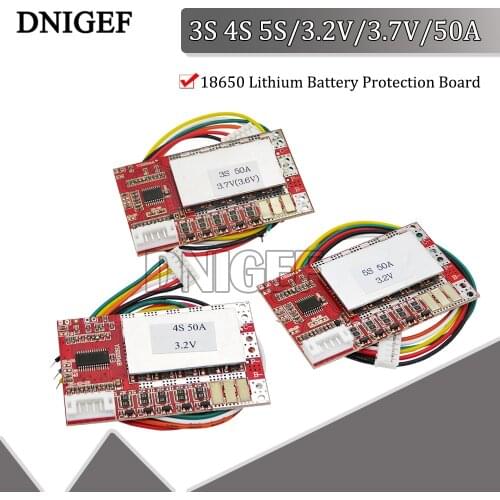 DNIGEF 3S 4S 5S 50A 18650 Lithium Battery Protection Board 3.2V PO4 battery BMS board with Balance