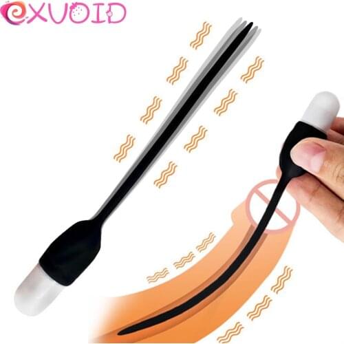 EXVOID Male Penis Insert Device Penis Plug Vibrator Silicone Bullet Vibrator Dilatator Sounds Urethral Catheter Sex Toys For Men