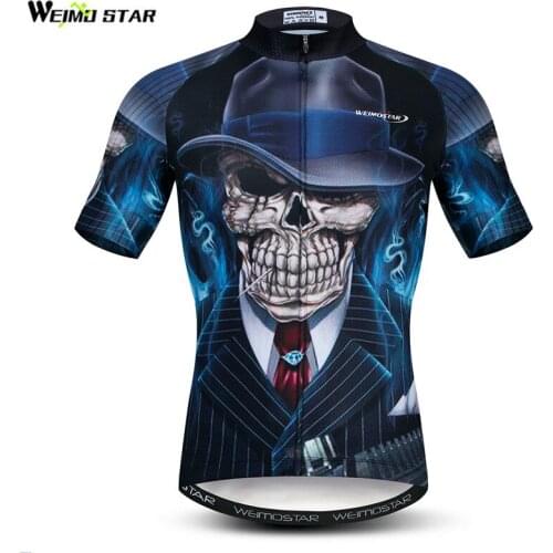 Weimostar 3D Skull Cycling Jersey Men Summer Short Sleeve Mountain Bike Clothing Maillot Ciclismo Quick Dry MTB Bicycle Jersey