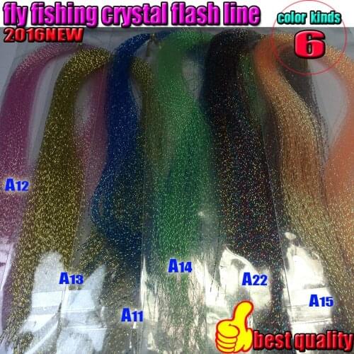 HOT fly fishing crystal flash line 6color A11+A12+A13+A14+A15+A22 fly fishing tying material thread 6 bag/lot