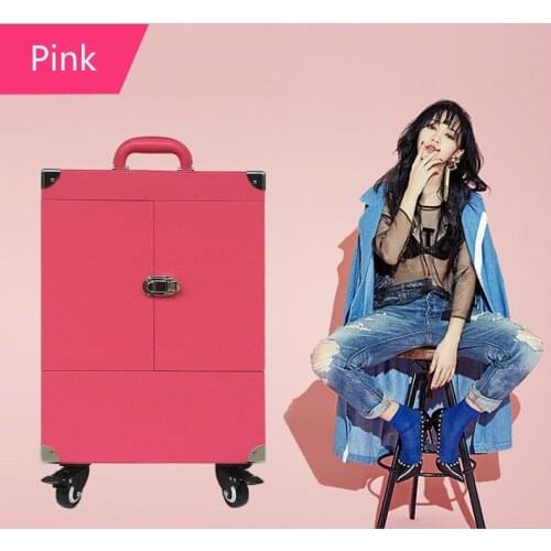 Makeup Storage Box Train Make Up Cosmetic Luggage Organizer Rolling Beauty Case