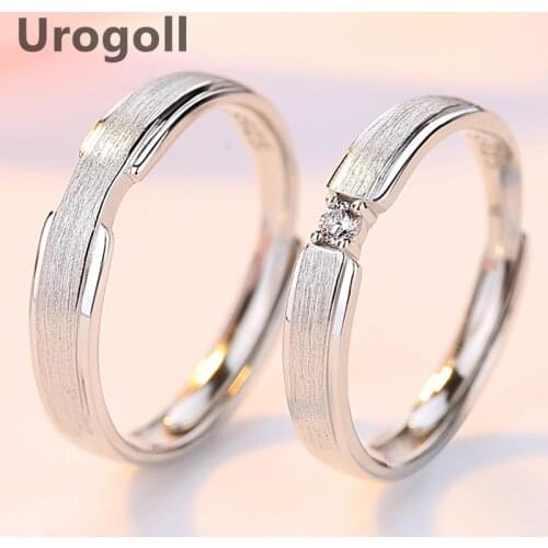 Fashion Rings 100% Pure 925 Sterling Silver Rings Wedding Zircon Drill Ring Jewelry Frosted Brushed Couple Ring Birthday Gift