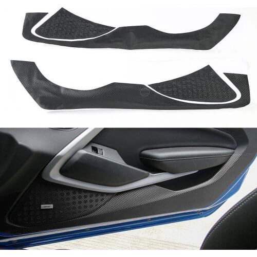 BBQ@FUKA New Car Accessories 2 PCS/Set Door Anti Kick Scratch Carbon Fiber Sticker Pad Cover Fit For Chevrolet Camaro 2017