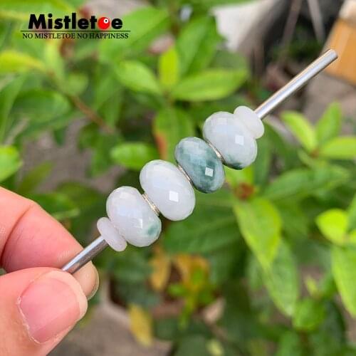 Mistletoe 925 Sterling Silver Faceted Fine Natural Nerphrite Stone Bead Fit Troll 3.0mm Bracelet Jewelry