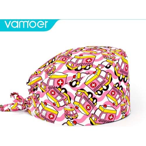 Wholesale Pet hospital work cap Medical pattern printing nursing cap medical accessories bouffant scrub hat nurse uniform