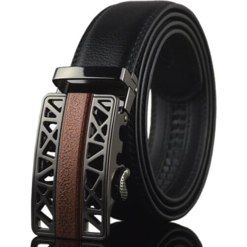 Famous Brand Belt,Strap Male Metal Automatic Buckle Genuine Leather Belts for Men 3.4cm Width