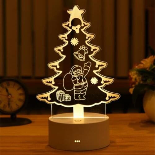 Christmas Decoration for Home Snowflakes Elk 3D Acrylic USB Night Light Garland Christmas Ornaments New Year 2022 Navidad 2021