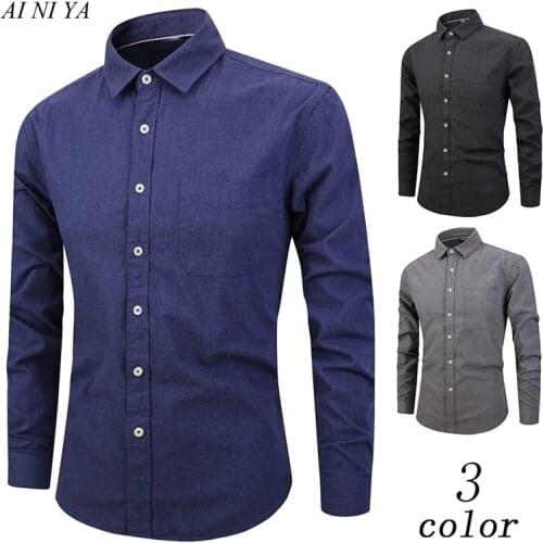Mens Shirt Mens Oxford Spinning Casual Long Sleeve Shirt Blue Comfortable breathable Collar Button Design Spring Autumn New