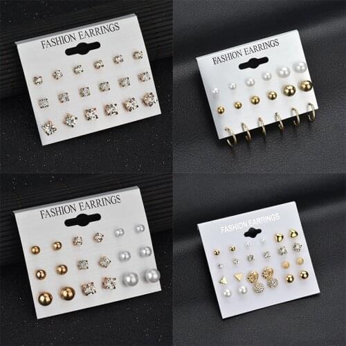 Yobest 12 pairs/set White Simulated Pearl Stud Earrings For Women 2019 New Fashion Jewelry Accessories