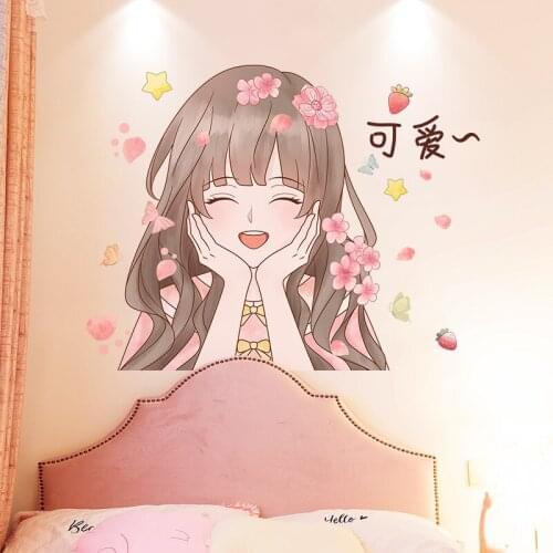 [shijuekongjian] Cartoon Girl Wall Stickers DIY Cute Female Mural Decals for Kids Rooms Baby Bedroom Nursery House Decoration