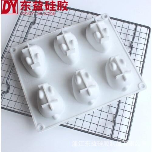 6 even small rabbit mousse cake silicone mold 3D rabbit ice cream chocolate silicone mold wholesale