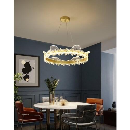 Nordic petal chandelier postmodern living room circle chandelier luxury crystal dining room lamp bedroom Art Chandelier