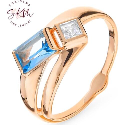 SKM Brand designer topaz rings for women 14k rose gold Vintage Engagement rings designer Promise Luxury Fine Jewelry
