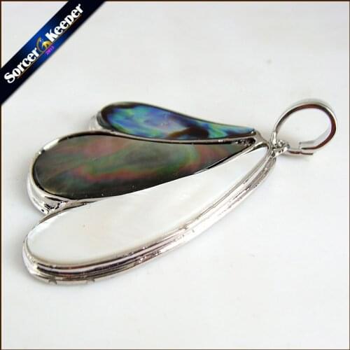 SorcerKeeper Paua Abalone Shell Antique Flower Petal shape Charms&Pendant Jewelry Findings Fit Necklace Making Jewelry SKA27