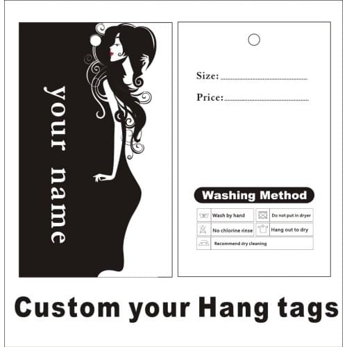 Garment hang tags custom print hang tags price label famous template 028 fashion lady dress design