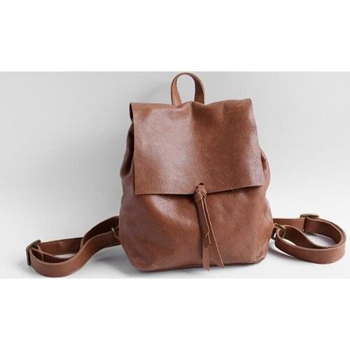 Cow skin handmade women large soft backpack school bag