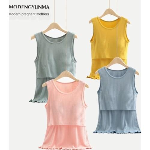 Nursing Strapped Vest Wear-Free Bra Pregnant Women Nursing Top Modal Summer Thin Style