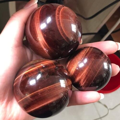 1 Pcs Natural red tiger eye stone top quality high polished sphere crystal gemstone ball healing