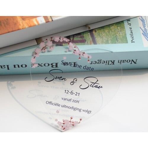 Laser Cut Flower Design Heart Save the Date Cards Beautiful Acrylic Material New Greeting Card Model 10pcs