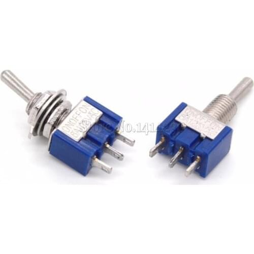 10Pcs MTS-103 3-Pin ON-OFF-ON 6A 125V 3A250VAC Mini Blue Toggle Switches