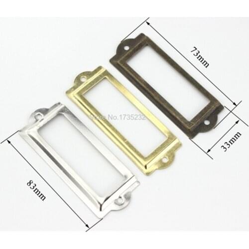 83*33MM Bronze Decorative box name card Frame Label Box price Card tag Holder Antique Tin shelf metal label lock frame