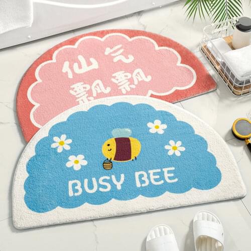 Flower Carpet Toilet Long Plush Warm Carpet Water absorption Non-slip Corgi Cloud Rainbow Mat Rug Bedroom Child Room Mats