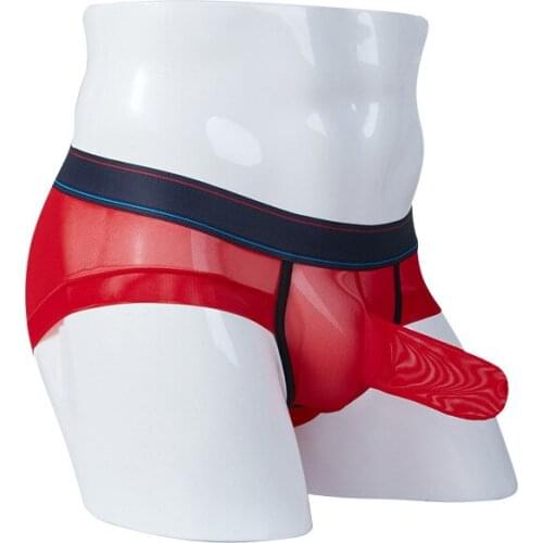 Men Underwear Elephant Sexy Lingerie Underwear Gun Bullet Separation Large JJ Pouch Cover Low Waist Transparent Mesh Penis Thong