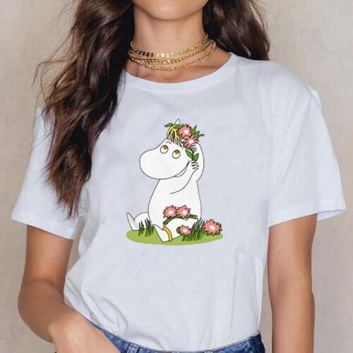 Harajuku Shirt Hippopotamus Print T-shirt Graphic Tee Shirt Femme Casual Tshirt Fashion Funny T Shirt Women Tops Camiseta Mujer