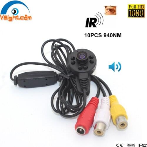 AHD Camera 1.8mm Wide Angel 140degrees Home Security HD 1080P Smallest Surveillance IR Camera With 8pcs 940NM Leds CCTV System