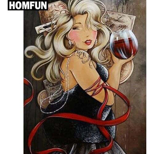 HOMFUN Full Square/Round Drill 5D DIY Diamond Painting "Fat woman" Embroidery Cross Stitch 3D Home Decor Gift A06072